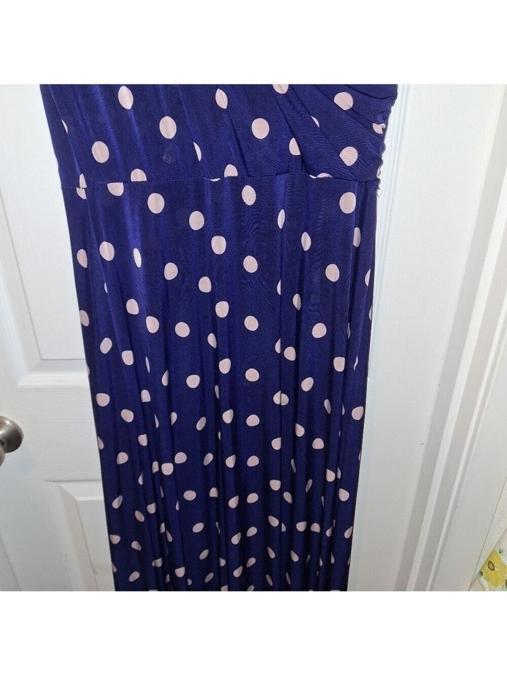 Blue Polka Dot Maxi Dress Large - Picture 5 of 8
